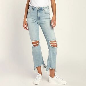 HIDDEN Light Blue Distressed Cropped Jeans — High Rise. NWOT Size 26